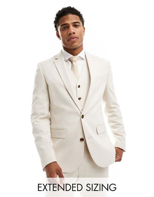 DESIGN Skinny Suit In Stone Textured Basketweave