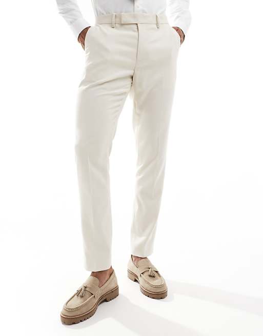DESIGN Skinny Suit In Stone Textured Basketweave