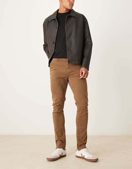 DESIGN Skinny Trousers In Brown