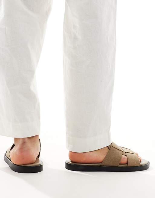 DESIGN Slider Sandals In Beige