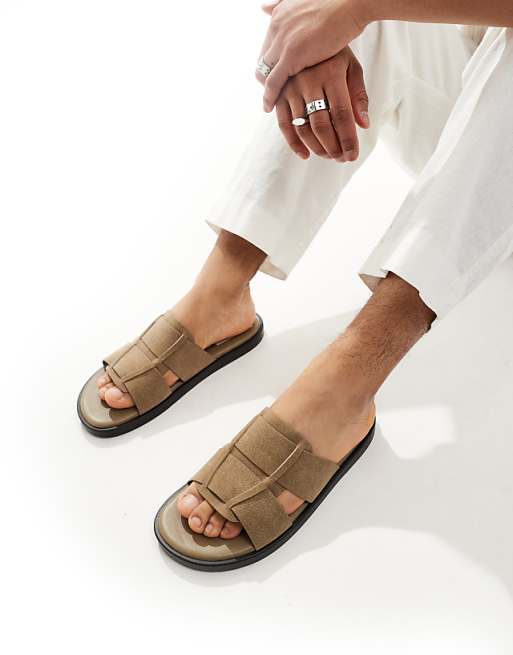 DESIGN slider sandals in beige