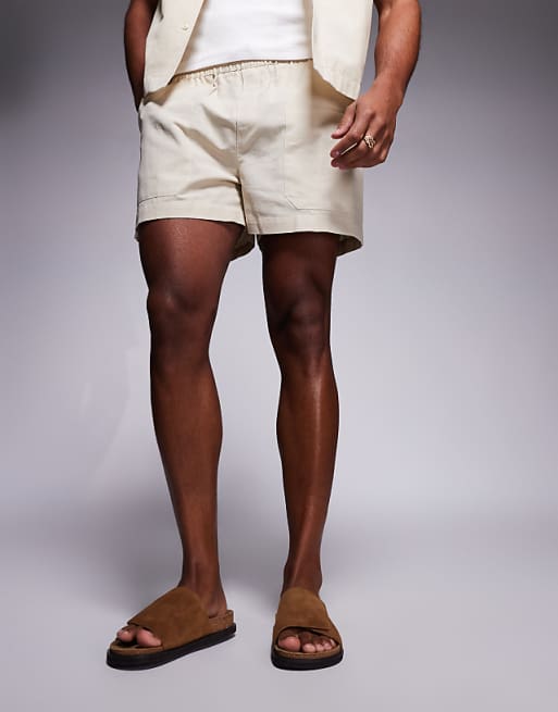 DESIGN Slider Sandals In Tan Suede With Cork Sole