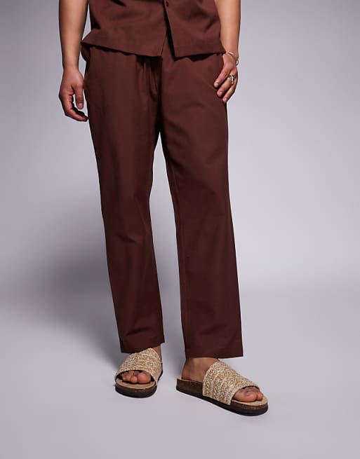 DESIGN Sliders Sandals With Woven Strap In Stone