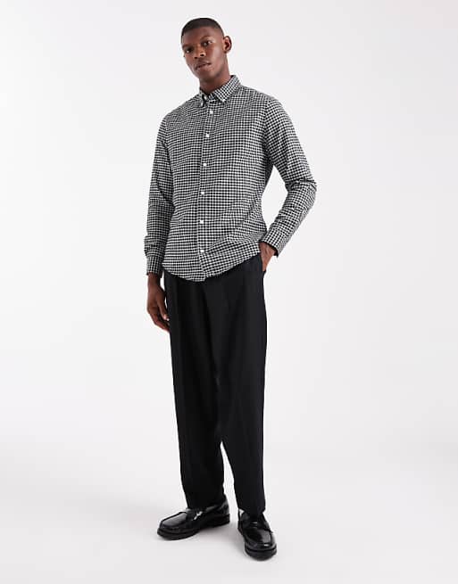 DESIGN Slim Fit Check Shirt In Black