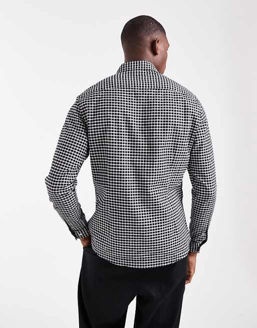 DESIGN Slim Fit Check Shirt In Black