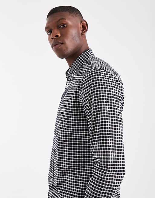 DESIGN Slim Fit Check Shirt In Black