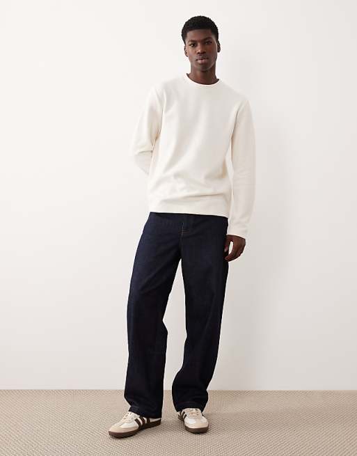 DESIGN Slim Fit Long Sleeve Ribbed T-shirt In White
