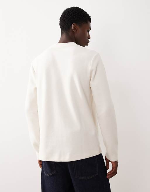 DESIGN Slim Fit Long Sleeve Ribbed T-shirt In White