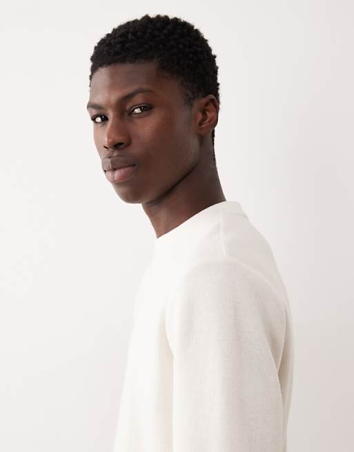 DESIGN Slim Fit Long Sleeve Ribbed T-shirt In White