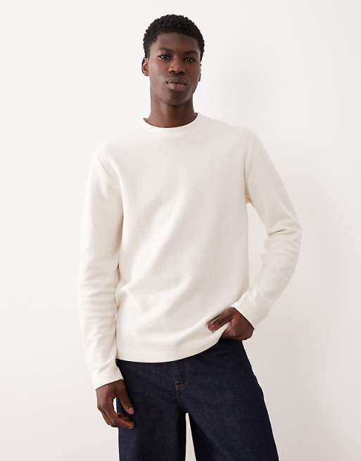 DESIGN slim fit long sleeve ribbed t-shirt in white