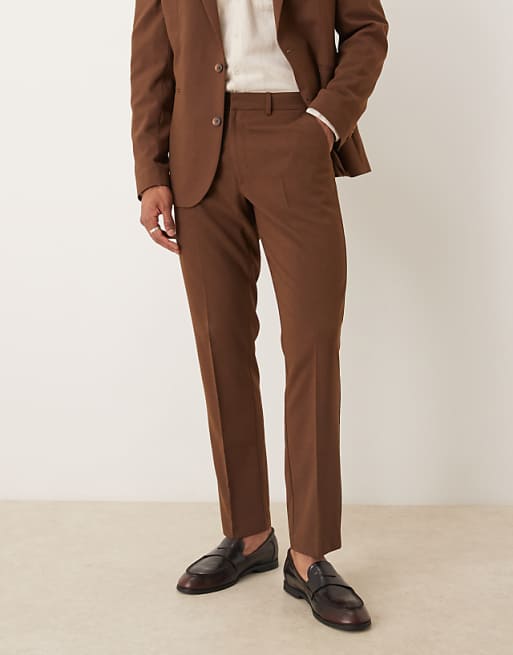 DESIGN Slim Fit Suit In Brown