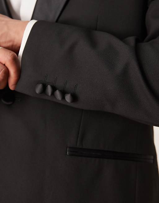 DESIGN Slim Fit Tuxedo Jacket In Black