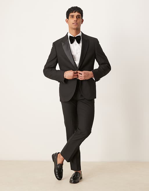 DESIGN Slim Fit Tuxedo Jacket In Black