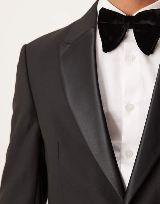 DESIGN Slim Fit Tuxedo Jacket In Black
