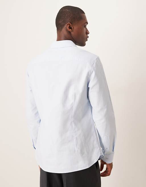DESIGN Slim Herringbone Shirt In Blue