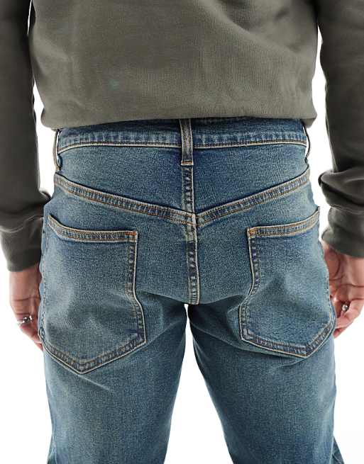 DESIGN Slim Jeans In Mid Wash Blue With Tint
