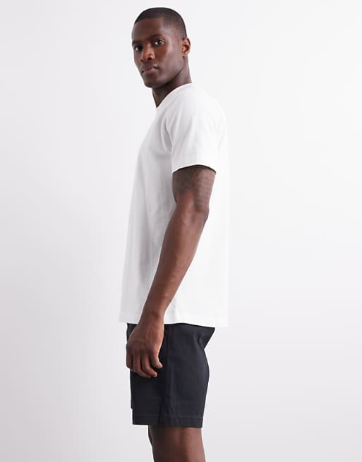 DESIGN Slim Mid Length Chino Bermuda Shorts In Black