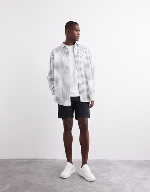 DESIGN Slim Mid Length Chino Bermuda Shorts In Black