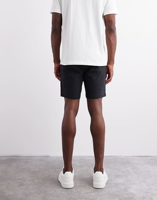 DESIGN Slim Mid Length Chino Bermuda Shorts In Black