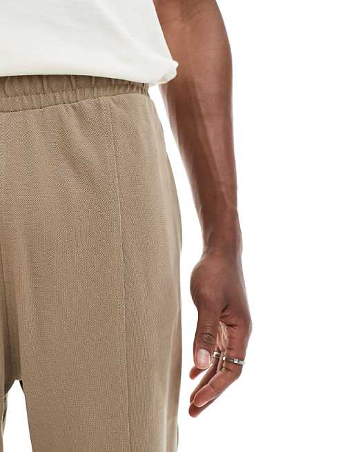 DESIGN Slim Pique Short In Khaki