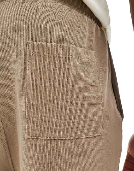 DESIGN Slim Pique Short In Khaki