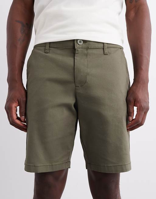 DESIGN Slim Regular Length Chino Shorts In Khaki