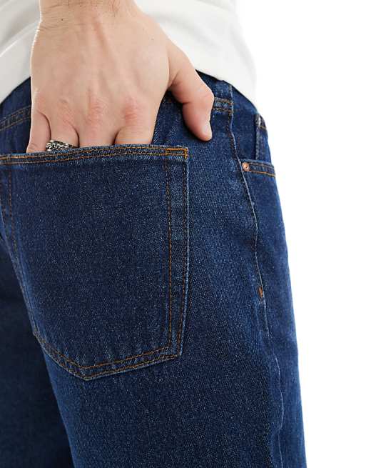 DESIGN Slim Regular Length Denim Short In Indigo Wash