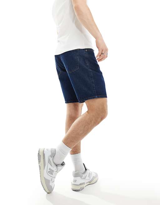 DESIGN Slim Regular Length Denim Short In Indigo Wash