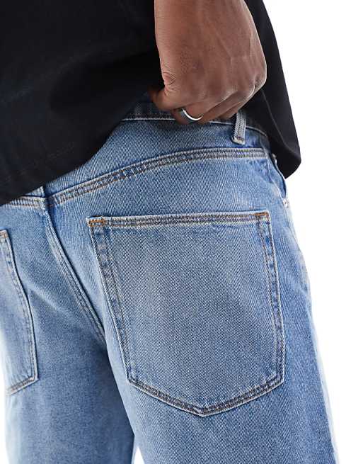 DESIGN Slim Regular Length Denim Short In Light Wash Blue