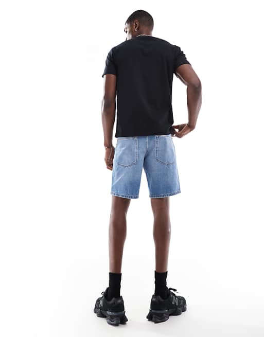 DESIGN Slim Regular Length Denim Short In Light Wash Blue