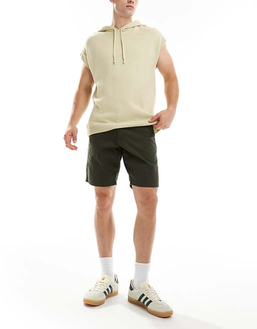 DESIGN Slim Stretch Chino Shorts In Khaki