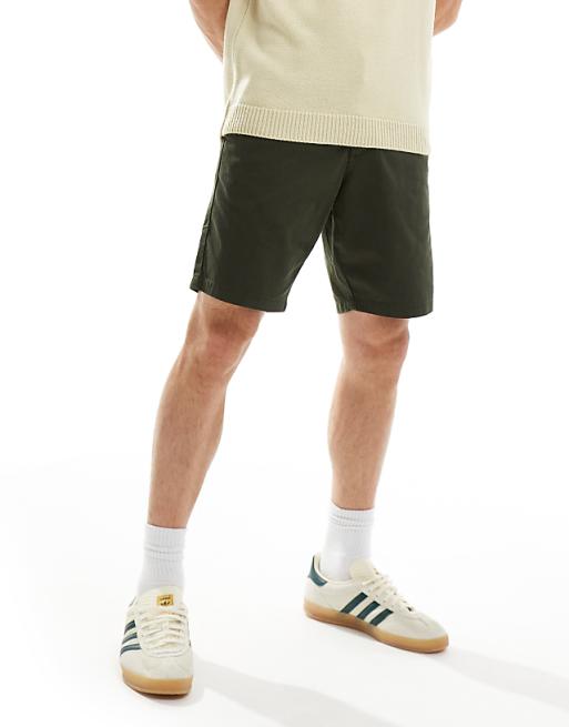 DESIGN slim stretch chino shorts in khaki