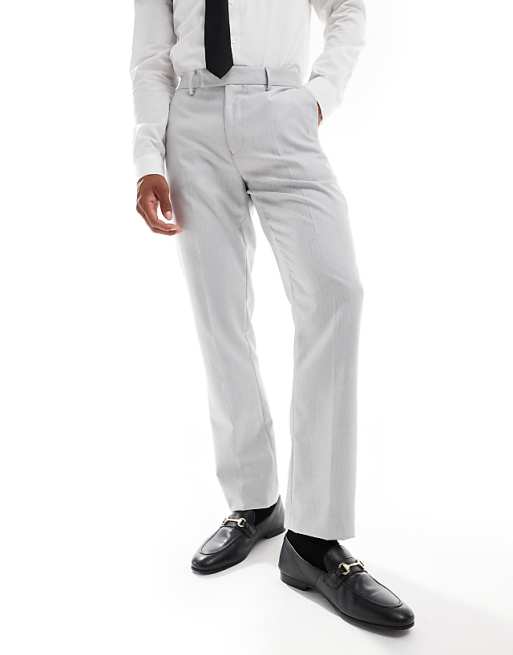 DESIGN Slim Suit In Grey Herringbone