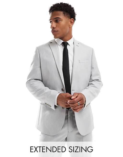 DESIGN Slim Suit In Grey Herringbone