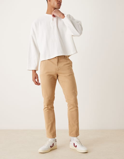 DESIGN Slim Trousers In Beige