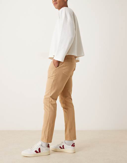 DESIGN Slim Trousers In Beige