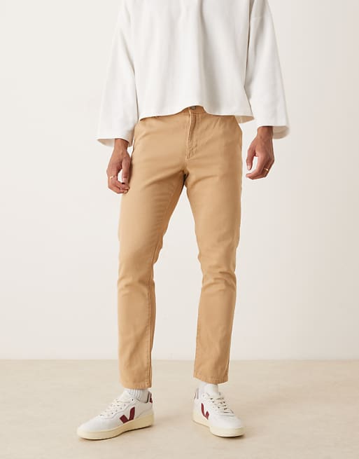 DESIGN slim trousers in beige