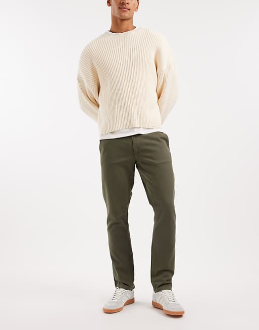 DESIGN Slim Trousers In Khaki
