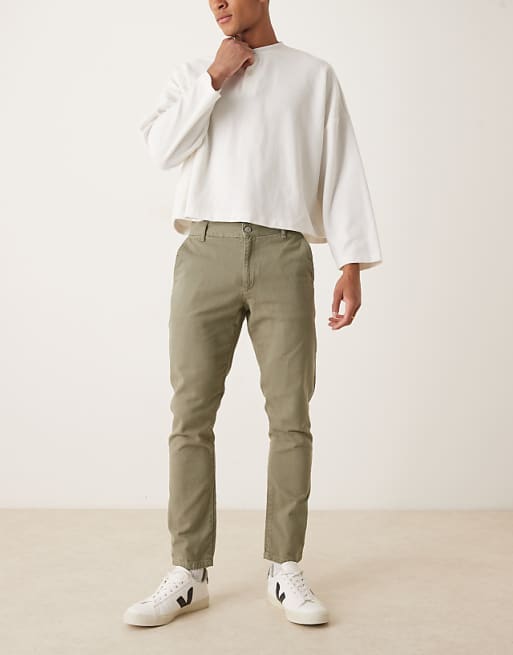 DESIGN Slim Trousers In Khaki