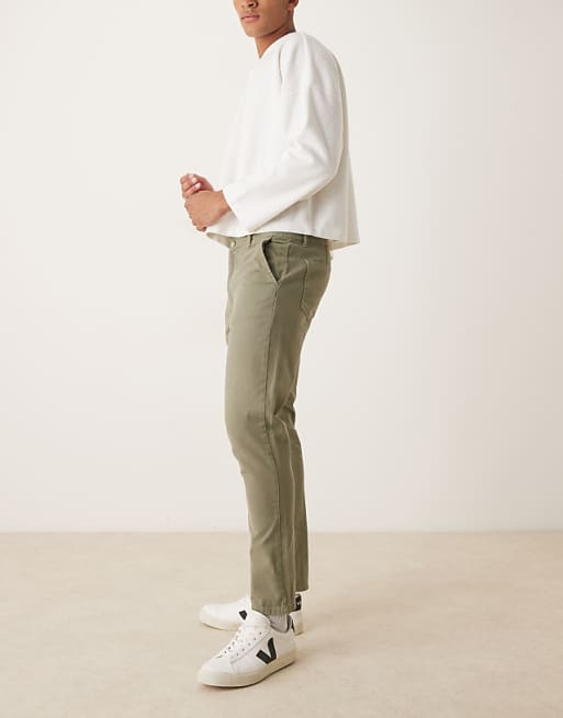 DESIGN Slim Trousers In Khaki