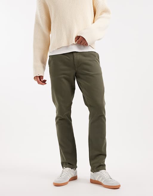 DESIGN slim trousers in khaki