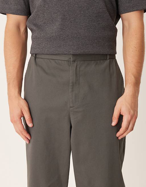 DESIGN Smart Carrot Fit Trousers In Charcoal