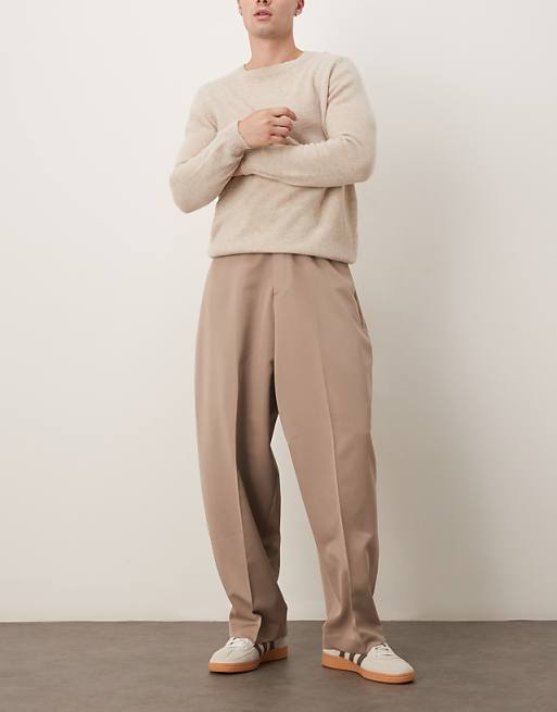 DESIGN Smart Extreme Tapered Trousers In Dark Stone