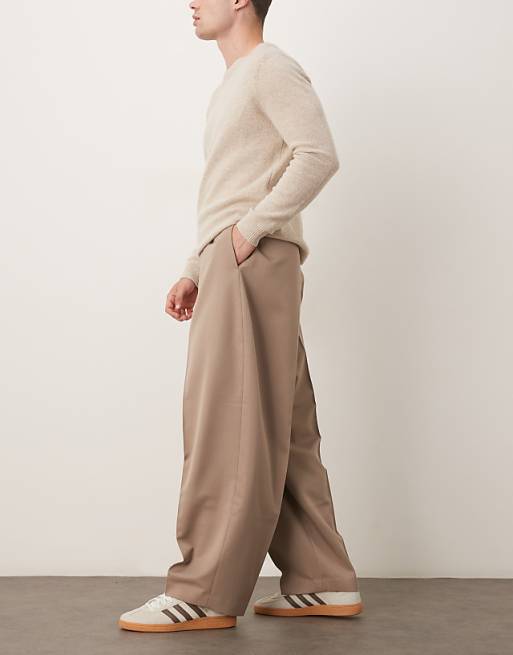 DESIGN Smart Extreme Tapered Trousers In Dark Stone