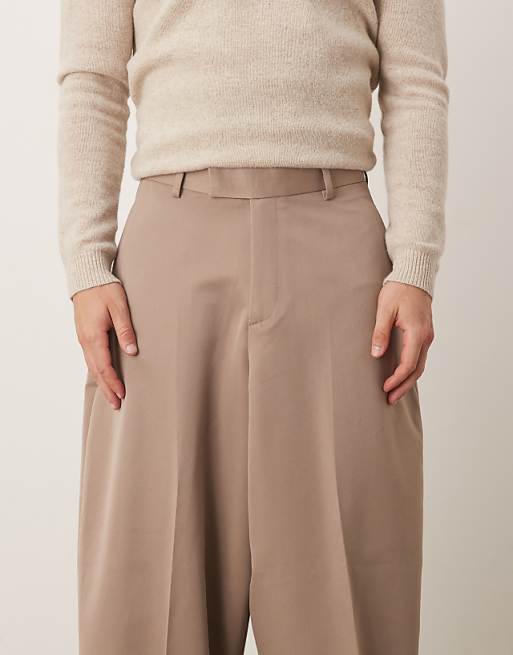 DESIGN Smart Extreme Tapered Trousers In Dark Stone