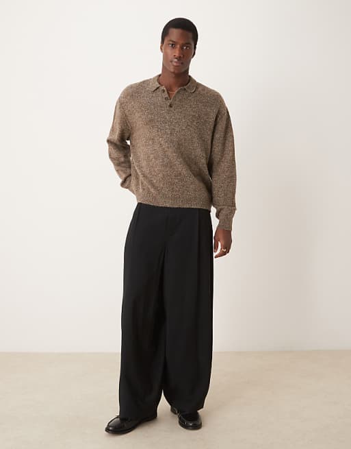 DESIGN Smart Extreme Tapered Trousers With Front Pleats In Black
