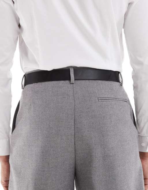DESIGN Smart Faux Leather Belt With Silver Buckle In Black - BLACK