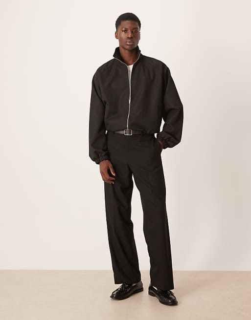 DESIGN Smart Funnel Neck Jacket In Black
