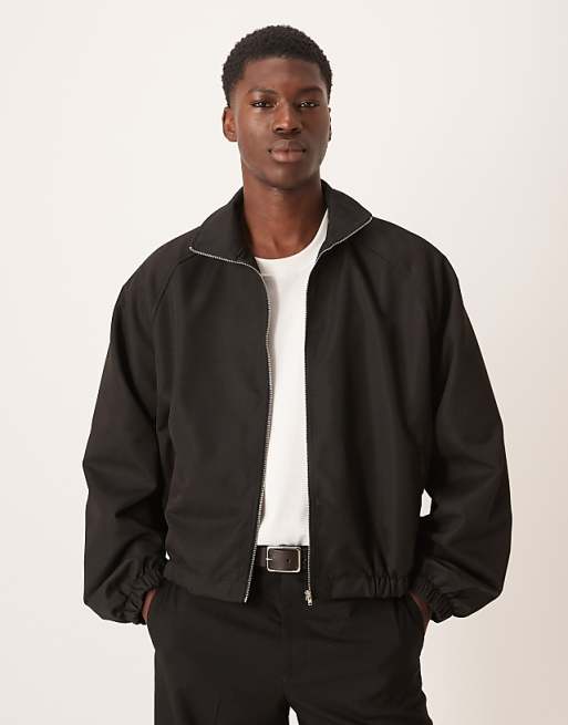 DESIGN Smart Funnel Neck Jacket In Black