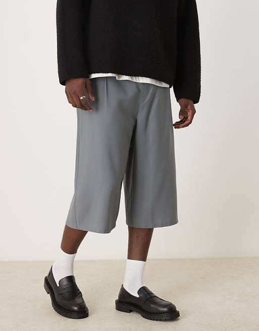 DESIGN Smart Jorts With Pleats In Grey